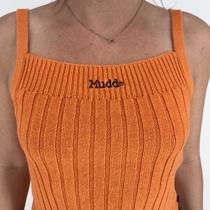 Mudd Vintage Y2K Sweater Tank Top 90s Indie Grunge Retro Orange Ribbed